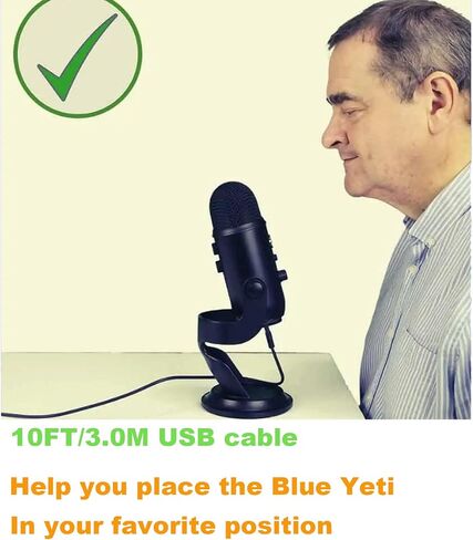 6.6ft Blue Yeti Microphone Cord Blue Yeti Cord Blue Yeti USB Cable for Blue Yeti, Blue Yeti Pro, Snowball iCE Microphones,Power Cable USB A Male to Mini USB Data Transfer Cord (6.6FT/2.0m) in Kuwait