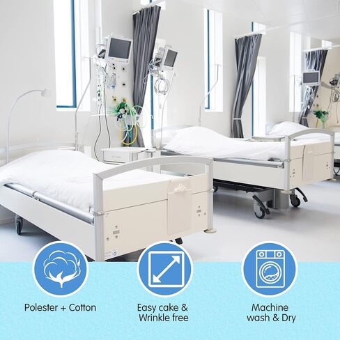 Moukeren 12 Pcs Hospital Bed Sheet Set Fitted Hospital Bed Sheets for Home and Hospital Bed Extra Long Sheet for Hospital Bed Included Sheet and Pillow Case (White) in Kuwait