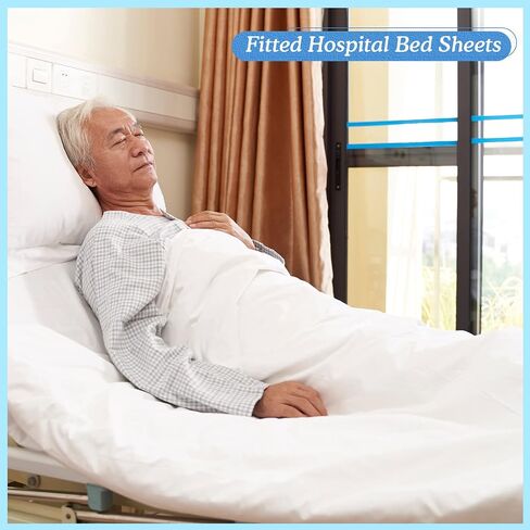Moukeren 12 Pcs Hospital Bed Sheet Set Fitted Hospital Bed Sheets for Home and Hospital Bed Extra Long Sheet for Hospital Bed Included Sheet and Pillow Case (White) in Kuwait