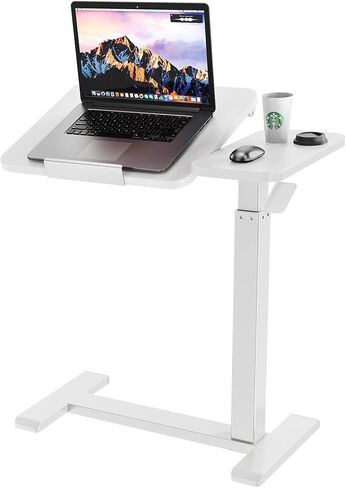 Overbed Bedside Table with Wheels, Pneumatic Height Adjustable Overbed Table, Rolling Laptop Table with Tilting Desktops, Hospital Bed Table, Mobile Standing Desk for Laptop Bed Sofa Side Table in Saudi Arabia