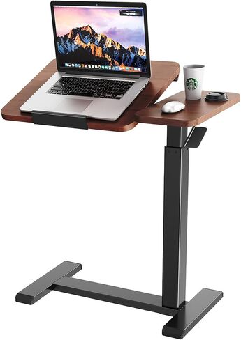 Overbed Bedside Table with Wheels, Pneumatic Height Adjustable Overbed Table, Rolling Laptop Table with Tilting Desktops, Hospital Bed Table, Mobile Standing Desk for Laptop Bed Sofa Side Table in Saudi Arabia