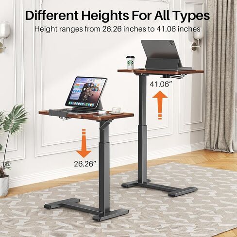 Overbed Bedside Table with Wheels, Pneumatic Height Adjustable Overbed Table, Rolling Laptop Table with Tilting Desktops, Hospital Bed Table, Mobile Standing Desk for Laptop Bed Sofa Side Table in Saudi Arabia
