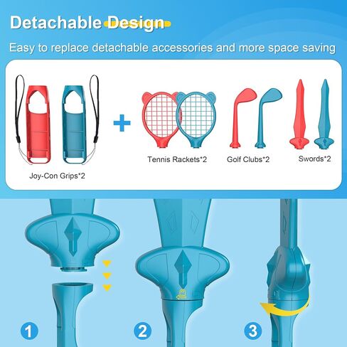 Switch Sports Accessories Bundle, 18 in 1 Sports Accessories Kit for Nintendo Switch/Switch OLED, Family Accessories Bundle Kit for Switch Sports Games with Golf Clubs, Tennis Rackets, Swords in Saudi Arabia