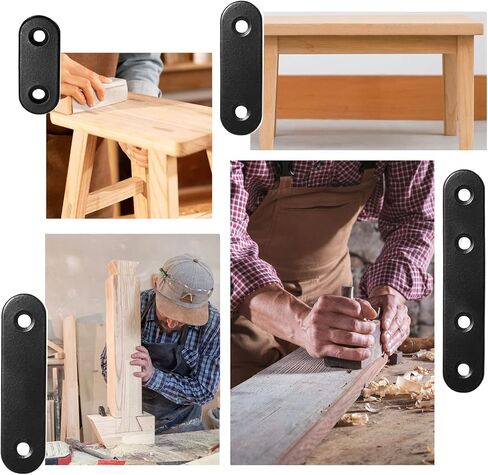 QSJ 26 Sets Flat Plate Straight Bracket Flat Brace Bracket Stainless Steel, 36mm/46mm/56mm/76mm Wood Brackets Mending Repair Plate Brace in Kuwait