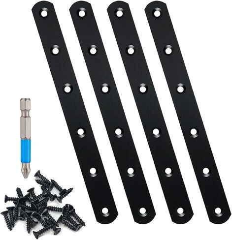 QSJ 26 Sets Flat Plate Straight Bracket Flat Brace Bracket Stainless Steel, 36mm/46mm/56mm/76mm Wood Brackets Mending Repair Plate Brace in Kuwait