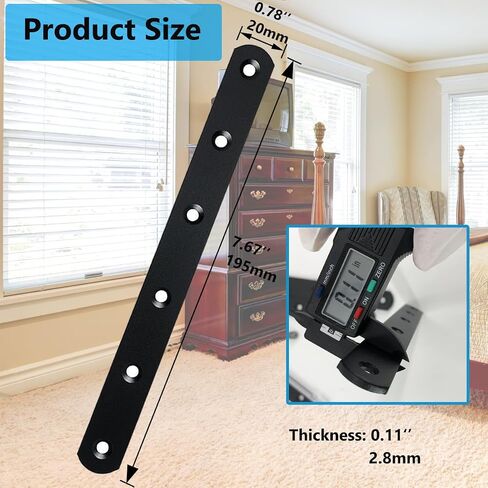 QSJ 26 Sets Flat Plate Straight Bracket Flat Brace Bracket Stainless Steel, 36mm/46mm/56mm/76mm Wood Brackets Mending Repair Plate Brace in Kuwait