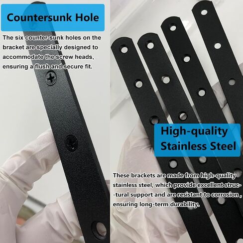 QSJ 26 Sets Flat Plate Straight Bracket Flat Brace Bracket Stainless Steel, 36mm/46mm/56mm/76mm Wood Brackets Mending Repair Plate Brace in Kuwait