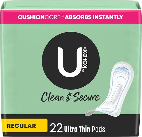 U by Kotex Clean & Secure Ultra Thin Pads, Regular Absorbency, 176 Count (4 Packs of 44) in Saudi Arabia