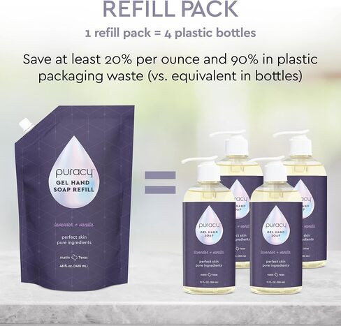 Puracy Gel Hand Soap Refill - Plant-Powered Natural Hand Soap Refill As Seen on TikTok, Non-Toxic, Sulfate-Free Liquid Soap, Moisturizing Liquid Gel Handwash Refill (Ocean Mist, 48 fl oz) in Saudi Arabia
