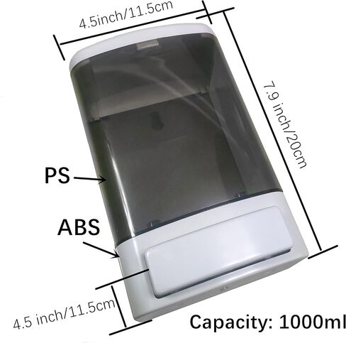 Manual Soap Dispenser Kitchen Bathroom Wall Mounted Hand Dispensers Commercial for Liquid Containers Shampoo Gel Chamber Plastic - (33.8 oz) 1000ml in Saudi Arabia