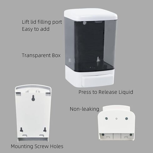 Manual Soap Dispenser Kitchen Bathroom Wall Mounted Hand Dispensers Commercial for Liquid Containers Shampoo Gel Chamber Plastic - (33.8 oz) 1000ml in Saudi Arabia