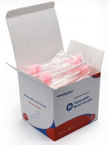 Wellgler's Oral Care Swabs Disposable- Pink 100 Counts in Saudi Arabia