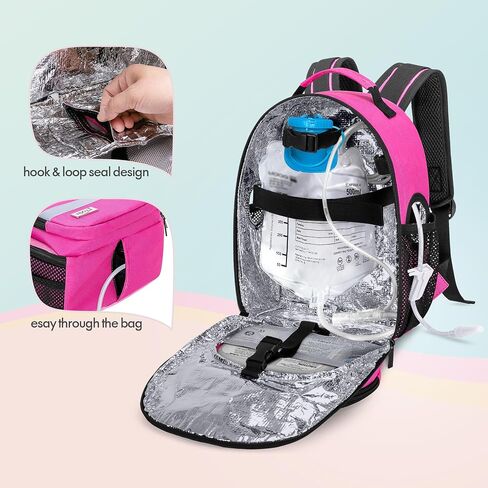 LUXJA Feeding Tube Backpack for G Tube, J Tube and GJ Tube, Feeding Tube Bag Fits 500ml Feeding Bag and Enteral Feeding Pump (Compatible with EnteraLite Infinity and Kangaroo Joey), Rose Red in Kuwait
