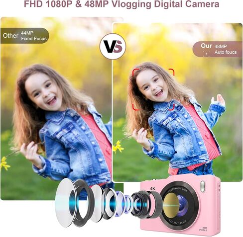 Kids Camera, FHD 1080P Camera with 32GB Card, 16X Zoom, and Anti-Shake. 48MP Compact Design,Compact Small Camera for Boys Girls Kids.Black in Saudi Arabia