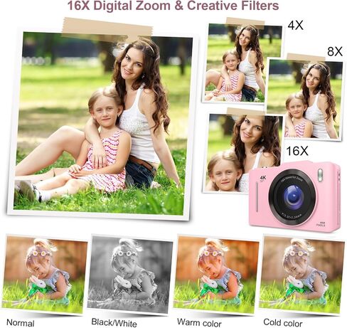 Kids Camera, FHD 1080P Camera with 32GB Card, 16X Zoom, and Anti-Shake. 48MP Compact Design,Compact Small Camera for Boys Girls Kids.Black in Saudi Arabia