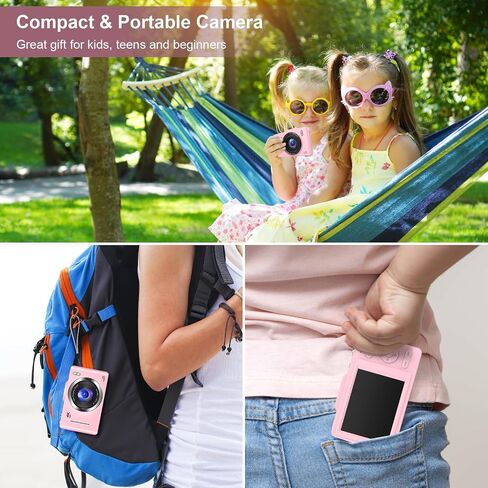 Kids Camera, FHD 1080P Camera with 32GB Card, 16X Zoom, and Anti-Shake. 48MP Compact Design,Compact Small Camera for Boys Girls Kids.Black in Saudi Arabia