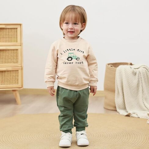 Yvowming Baby Boy Clothes Fall Clothes Truck Print Long Sleeve Pullover Tops + Pant Sets Toddler Winter Outfits in Saudi Arabia
