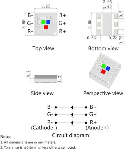 10PCS 3535 SMD LED RGB 1W LED Chip Surface Mount LED Diode Super Bright Diode Lights Chip (60degrees Red,Green,Blue Tricolor Lights) in Kuwait