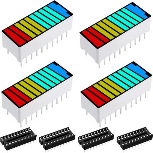 4 pcs 10 Segment LED Bar Graph Display 4 Color LED Battery Level Bar Graph Power Display Indicator Module Red Yellow Green Blue +4 pcs DIP20 for Arduino DIY in Saudi Arabia
