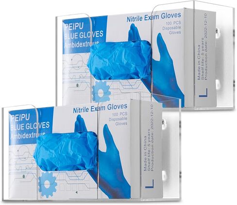 Stock Your Home Triple Acrylic Gloves Dispenser, Tissue Box Shelf, Glove Holder Wall Mount, for Kitchen, Cleaning Closet, Lab, Exam, Office in Kuwait
