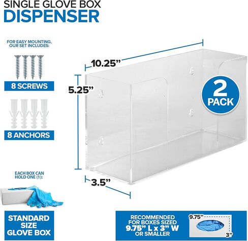 Stock Your Home Triple Acrylic Gloves Dispenser, Tissue Box Shelf, Glove Holder Wall Mount, for Kitchen, Cleaning Closet, Lab, Exam, Office in Kuwait