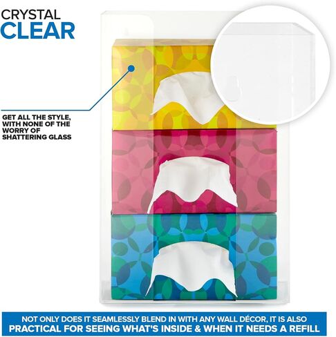 Stock Your Home Triple Acrylic Gloves Dispenser, Tissue Box Shelf, Glove Holder Wall Mount, for Kitchen, Cleaning Closet, Lab, Exam, Office in Kuwait