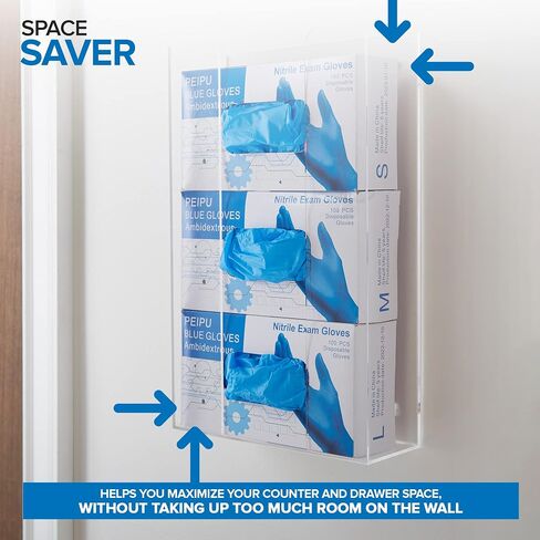 Stock Your Home Triple Acrylic Gloves Dispenser, Tissue Box Shelf, Glove Holder Wall Mount, for Kitchen, Cleaning Closet, Lab, Exam, Office in Kuwait