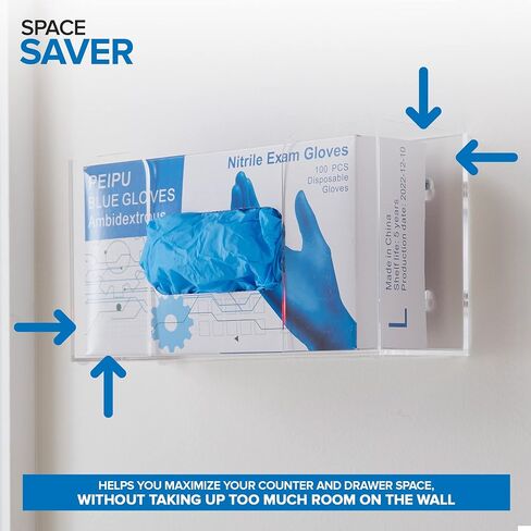 Stock Your Home Triple Acrylic Gloves Dispenser, Tissue Box Shelf, Glove Holder Wall Mount, for Kitchen, Cleaning Closet, Lab, Exam, Office in Kuwait