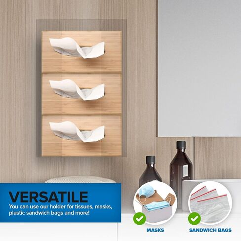 Stock Your Home Triple Acrylic Gloves Dispenser, Tissue Box Shelf, Glove Holder Wall Mount, for Kitchen, Cleaning Closet, Lab, Exam, Office in Kuwait