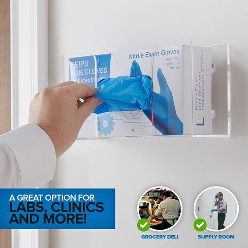 Stock Your Home Triple Acrylic Gloves Dispenser, Tissue Box Shelf, Glove Holder Wall Mount, for Kitchen, Cleaning Closet, Lab, Exam, Office in Kuwait