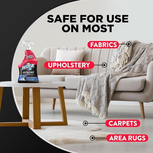 Resolve Ultra Pet Odor and Stain Remover Spray – Carpet Cleaner for Cat and Dog Urine and Poop, 32oz in Saudi Arabia