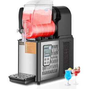 VEVOR Commercial Slushy Machine, 4Lx2 Double Tank Frozen Drink Machine, 32 Cups Stainless Steel Margarita Smoothie Frozen Drink Maker, Slushie Maker for Home Party Restaurants Cafe Bars