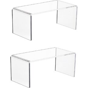 Durable 2-Pack Large Clear 5mm Thick Acrylic Display Risers for Funko POP figures,Retail Display, Display Riser Shelf Showcase Fixtures for Jewelry (4, 8''x 4''x 4.5'')