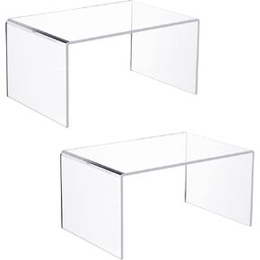 Claytonic Durable Large 2-Pack Clear 5mm Thick Acrylic Display Risers for Funko POP Figures,Retail Display, Display Riser Shelf Showcase Fixtures for Jewelry (2, 12''x 7.75''x 6'')