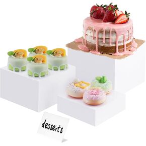 Acrylic Cube Display Risers, Nesting Buffet Food Risers for Table, Display Stand Shelf for Catering, Dessert, Collectibles, Jewelry, Figures Show, Set of 4 (7,8,9,10)"