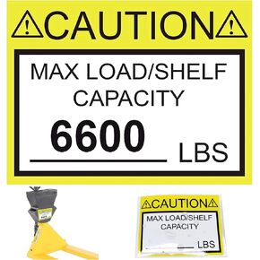 Pallet Rack Capacity Labels 3×4 Inch Caution MAX Load/Shelf LBS Warning Stickers - 25 Pack Industrial Strength Sticker for Warehouse Weight Safety Cross Beam Safety Bright Warning Stickers,Forklift