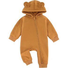 بذلة أطفال بقلنسوة وسحاب وأكمام طويلة من قطعة واحدة ملابس دافئة للأولاد والبنات من عمر 0 ​​إلى 24 شهرًا in Kuwait