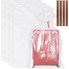 4 Pack Large Clear Plastic Bags, 40" x 60" Moistureproof Dustproof Large Storage Bags, Reusable Giant Extra Luggage Storage Bags for Luggage, Suitcase,Furniture, Chair, Kids Bike (Include 4 Ties)