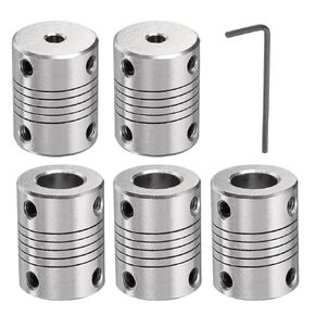 uxcell 5 Pcs Aluminum Alloy Shaft Coupling 4mm to 10mm, Flexible Coupling Motor Connector Joint, Stepper Motor Coupler for CNC Machine & 3D Printer (L25xD19)