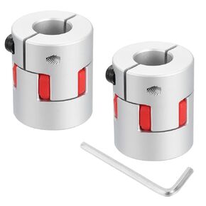 uxcell 2pcs D30 L35 8 مم إلى 14 مم عمود البرقوق المرن اقتران محرك الألومنيوم موصل العنكبوت المرن لآلة CNC للطابعة ثلاثية الأبعاد ومحرك متدرج مؤازر (لون فضي/أحمر)
