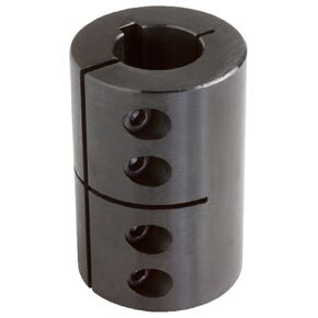 Part CC-075-075-KW Mild Steel, Black Oxide Plating Clamping Coupling, 3/4 inch X 3/4 inch bore, 1 3/4 inch OD, 2 5/8 inch Length, 1/4-28 x 5/8 Set Screw