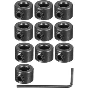 PATIKIL Bore 3/16" Shaft Collar 1/2" OD 5/16" Thickness, 10 Pack Carbon Steel Landing Gear Stopper Wheel Collar with Set Screw & Wrench for Machine Tool Industry, Silver