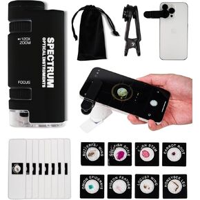 EasyMicro LED Lighted Pocket Microscope 60-120X Magnification Yellow Color