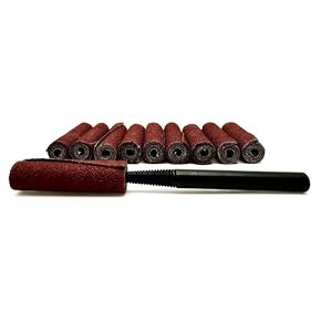 1/4" Diameter x 1-1/2" Length x 1/8" Pilot Hole 80 Grit Aluminum Oxide Straight/Untapered Cartridge Roll, 10 Pack, Includes 1x CR-9 Mandrel
