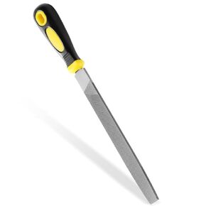 8 Inch Flat Hand Metal File, Metal Files for Steel with Ergonomic Handle, Durable High Carbon Steel Files Tools for Metal Wood and Stone Trimming, Shaping, Bastard File with Uniform Teeth