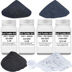 3 LBS Rock Tumbler Grit Set, Rock Tumbler Grit Polish Refill - 4 Step Tumbling Media (Coarse/Medium Grit/Pre-Polished/Final Polish) for Any Rock Tumbler, Rock Polisher, Stone Polisher (3 Pounds)