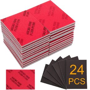 24 Pcs 320-2500 Grit Sanding Sponge Set, Ultra Fine Foam Sanding Pads, Wet Sanding Paper, Sanding Sponges for Wood, Drywall Sanding Sponge, Soft Foam Sand Block for Model, Metal, Furniture Polishing