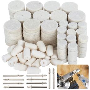 Sukh 145PCS Wool Felt Polishing Pad - Felt Buffing Pad Wool Polishing Bits Felt Polishing Buffing Wheel Polishing Buffing Wheel for Polishing Kit with 1/8 Inch Shank for Buffing Wheels