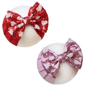 Christmas Velvet Red Baby Girl Headbands Handmade Newborn Bows Soft Hairbands Green Sequin Bows Wide Head Wrap Hair Accessories for Newborn Infant Toddler(Red Green)