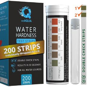 Water Hardness Test Kit - DoubleCheck200 Strips with Sample Cup - Hard Water Testing Kit